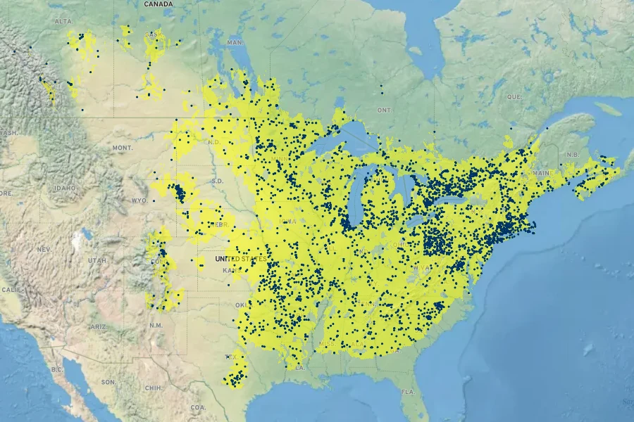 Solidago nemoralis Native Range