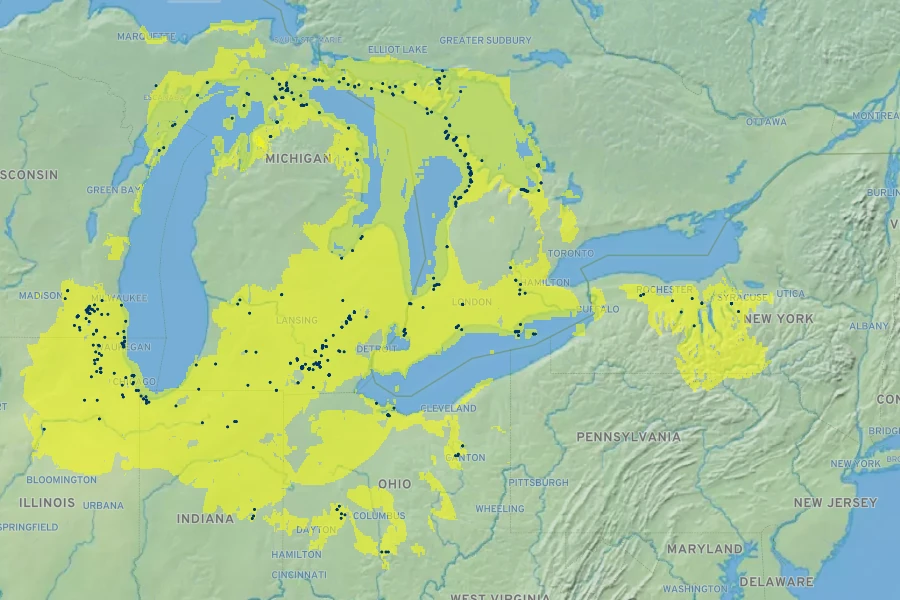 Solidago ohioensis Native Range