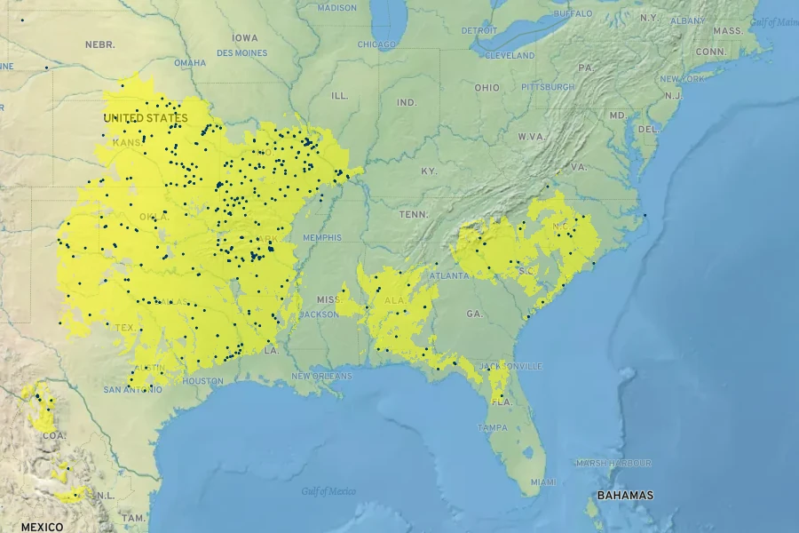 Solidago petiolaris Native Range