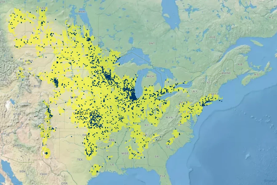 Solidago rigida Native Range