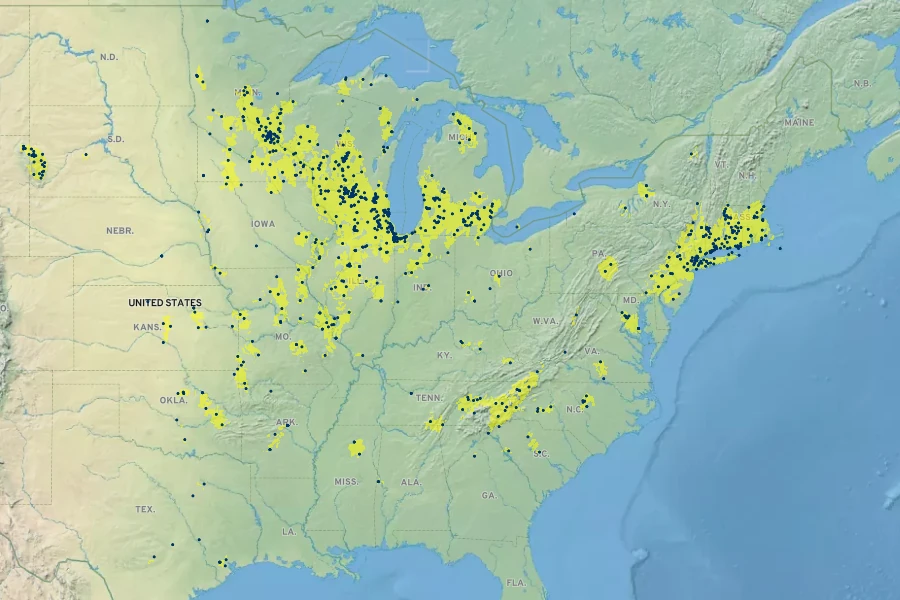 Solidago speciosa Native Range