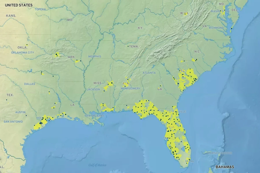 Solidago tortifolia Native Range