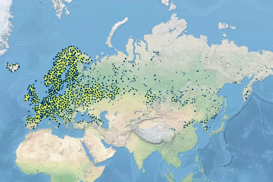 Sorbus aucuparia Native Range