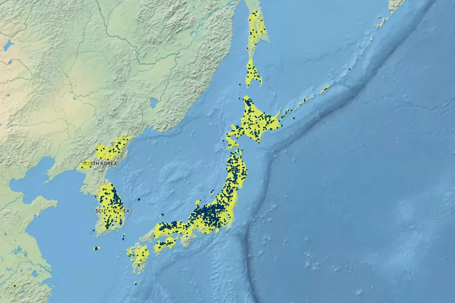 Sorbus commixta Native Range