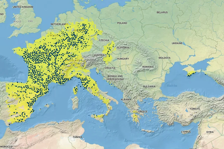Sorbus domestica Native Range
