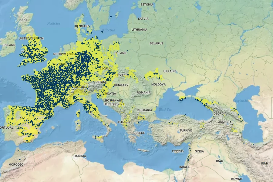 Sorbus torminalis Native Range