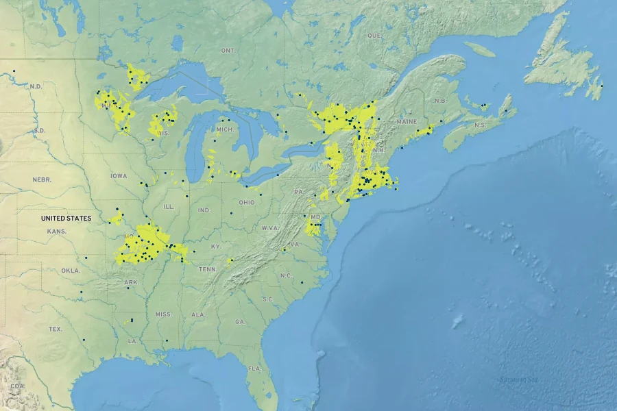 Sparganium androcladum Native Range