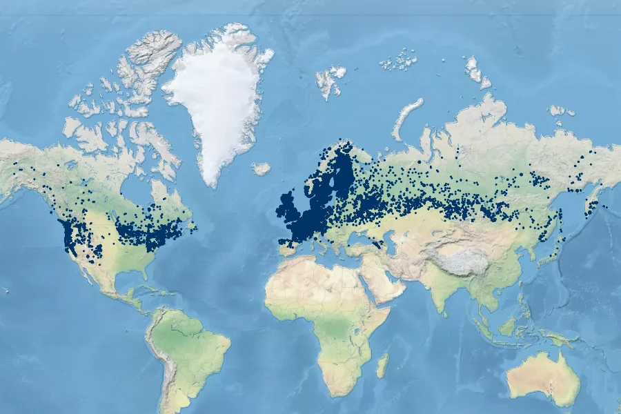 Sparganium emersum Native Range