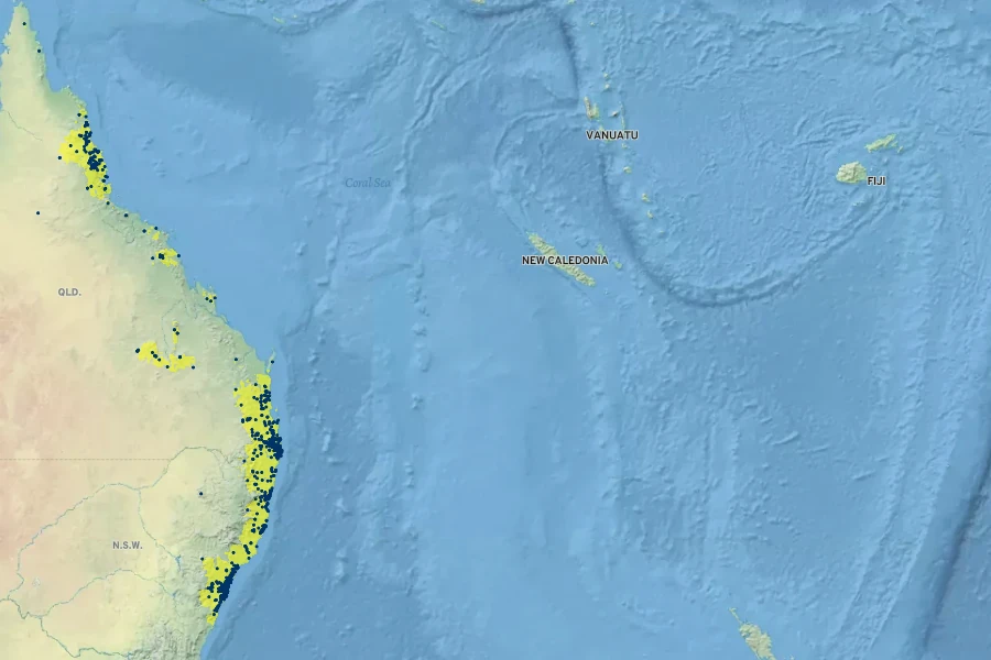 Sphaeropteris cooperi Native Range