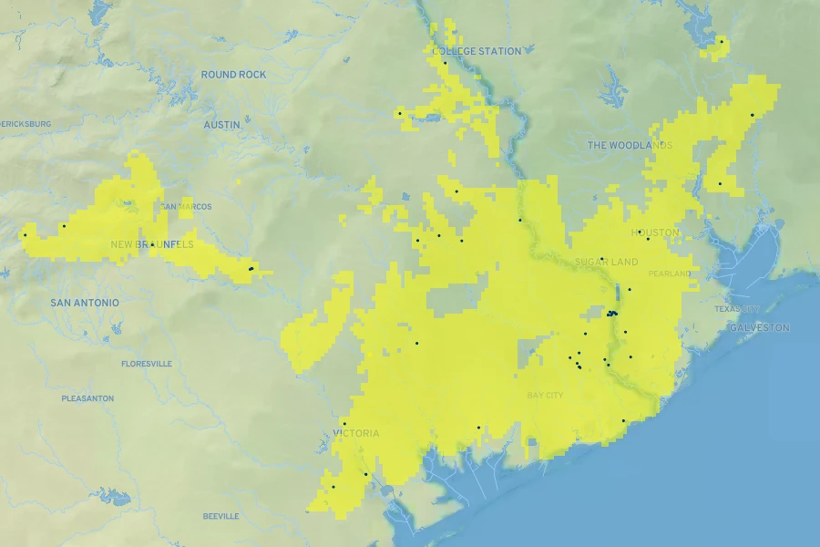 Spigelia texana Native Range