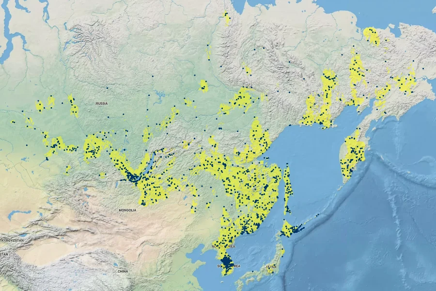 Spiraea salicifolia Native Range