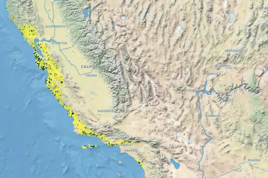Stachys bullata Native Range