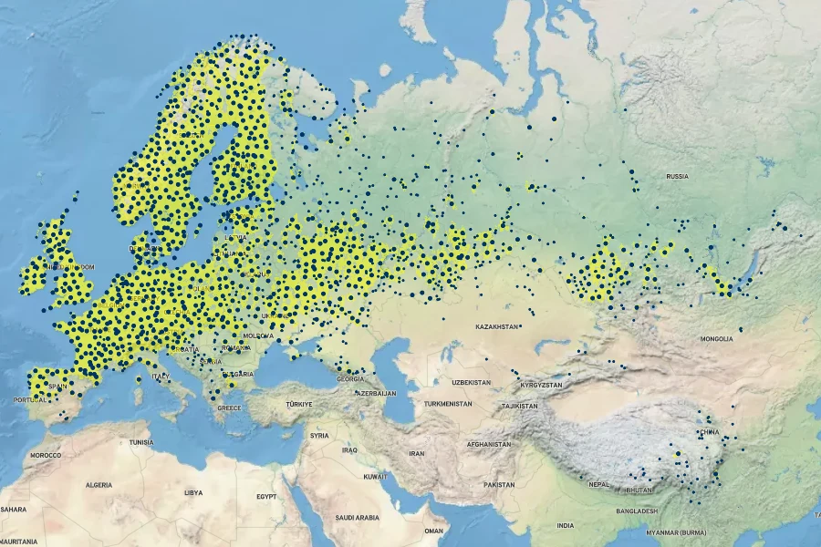 Stellaria graminea Native Range
