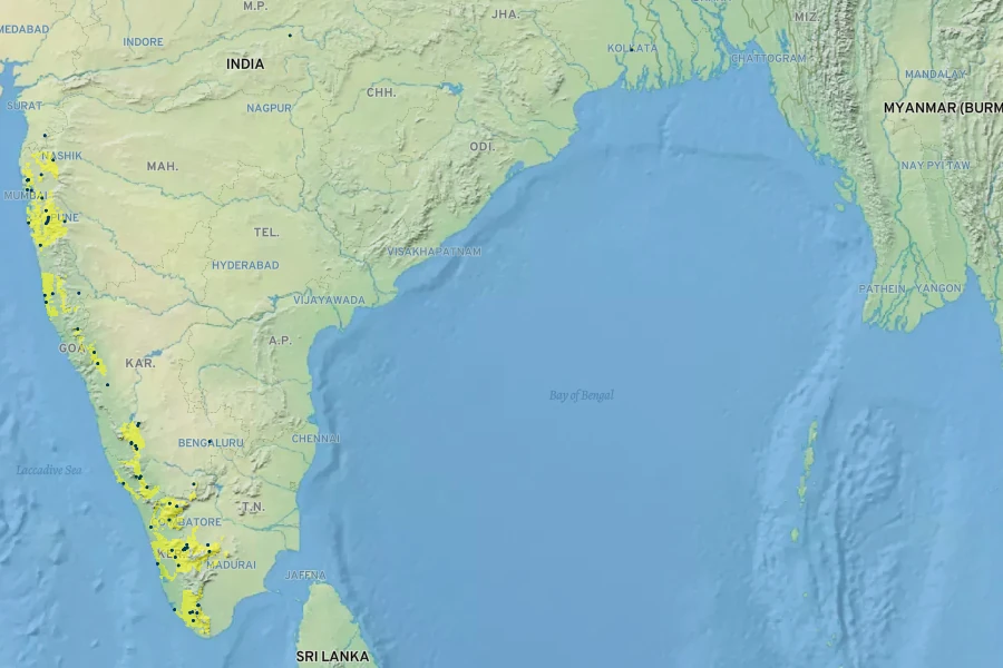 Sterculia guttata Native Range