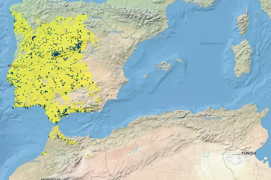 Stipa gigantea Native Range