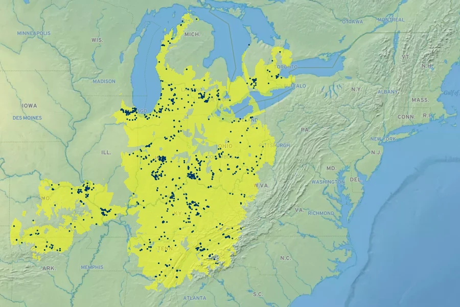Stylophorum diphyllum Native Range