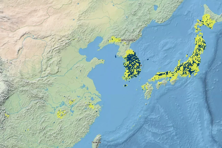Styrax obassia Native Range