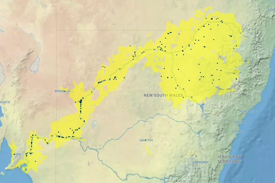 Swainsona greyana Native Range