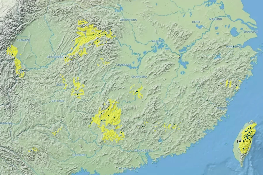 Sycopsis sinensis Native Range