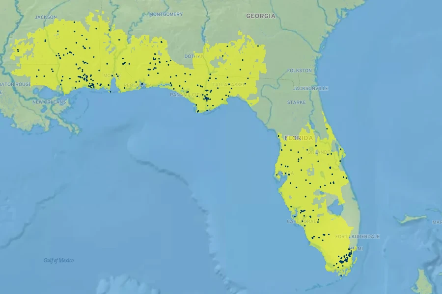 Symphyotrichum adnatum Native Range