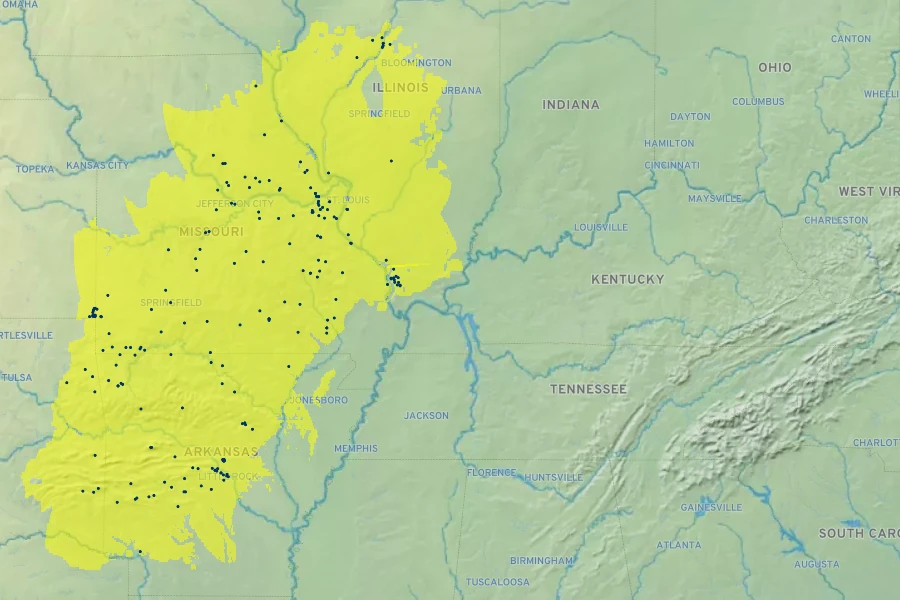 Symphyotrichum anomalum Native Range