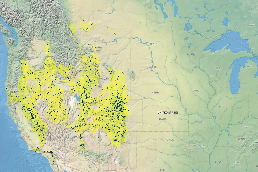 Symphyotrichum ascendens Native Range