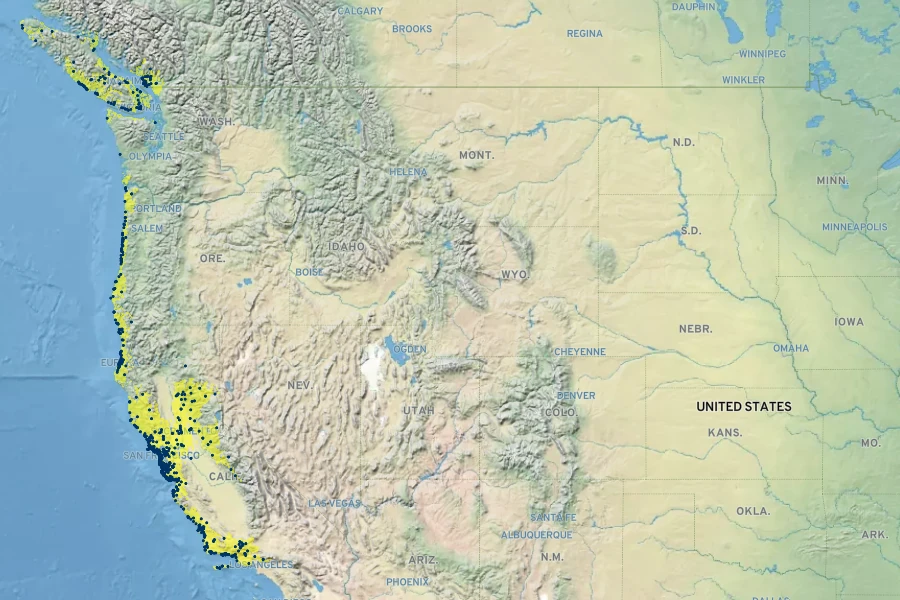 Symphyotrichum chilense Native Range