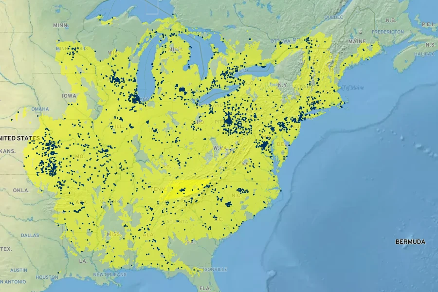 Symphyotrichum pilosum Native Range