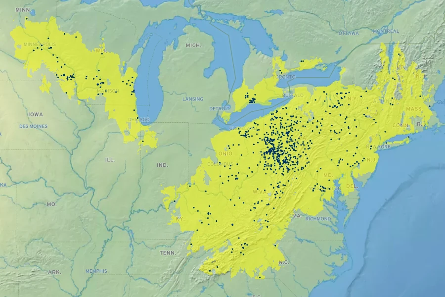 Symphyotrichum prenanthoides Native Range