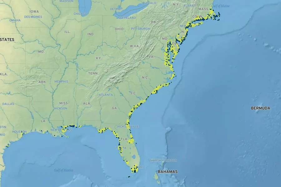 Symphyotrichum tenuifolium Native Range