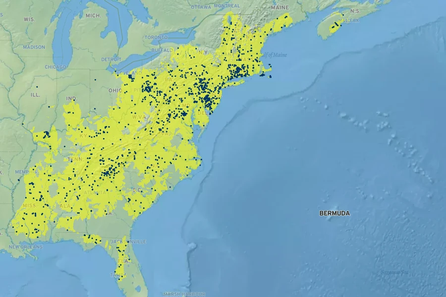 Symphyotrichum undulatum Native Range