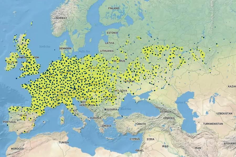Symphytum officinale Native Range