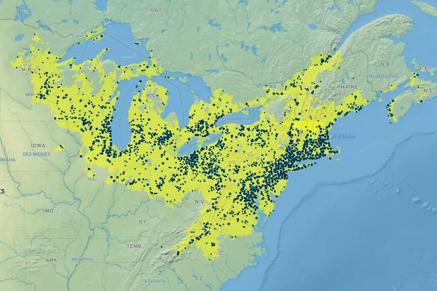 Symplocarpus foetidus Native Range