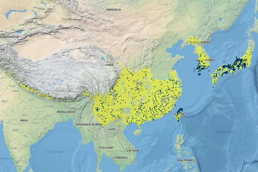 Symplocos paniculata Native Range