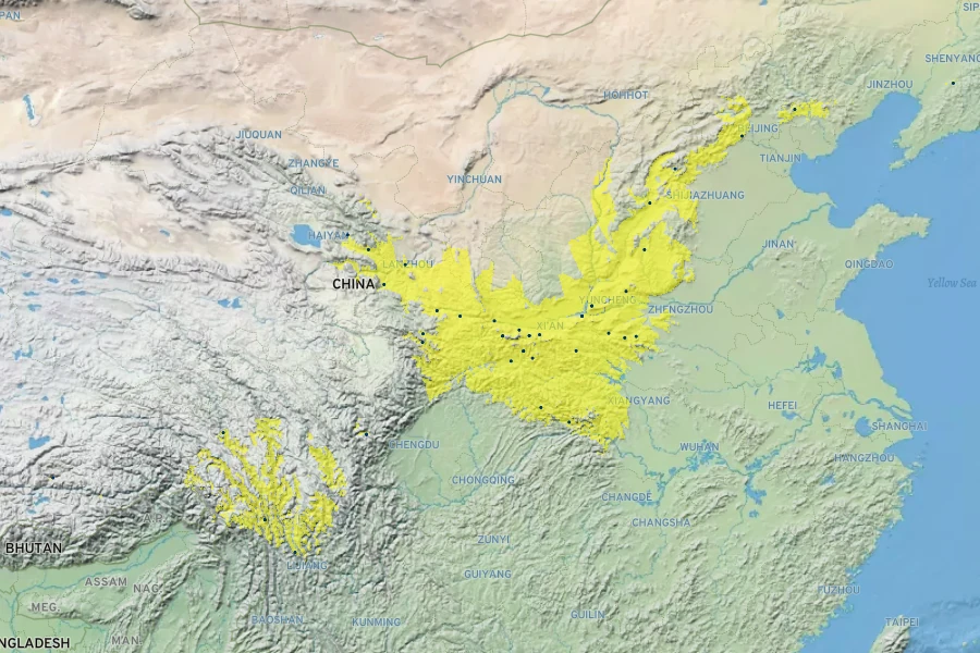 Syringa microphylla Native Range