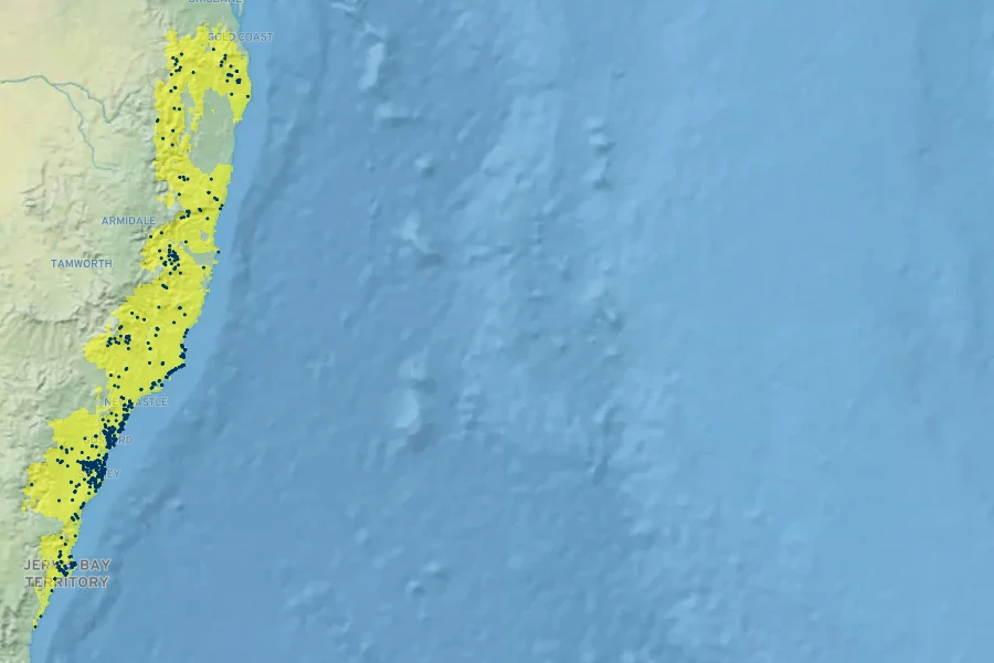 Syzygium paniculatum Native Range
