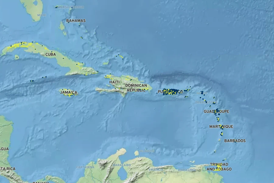 Tabebuia heterophylla Native Range