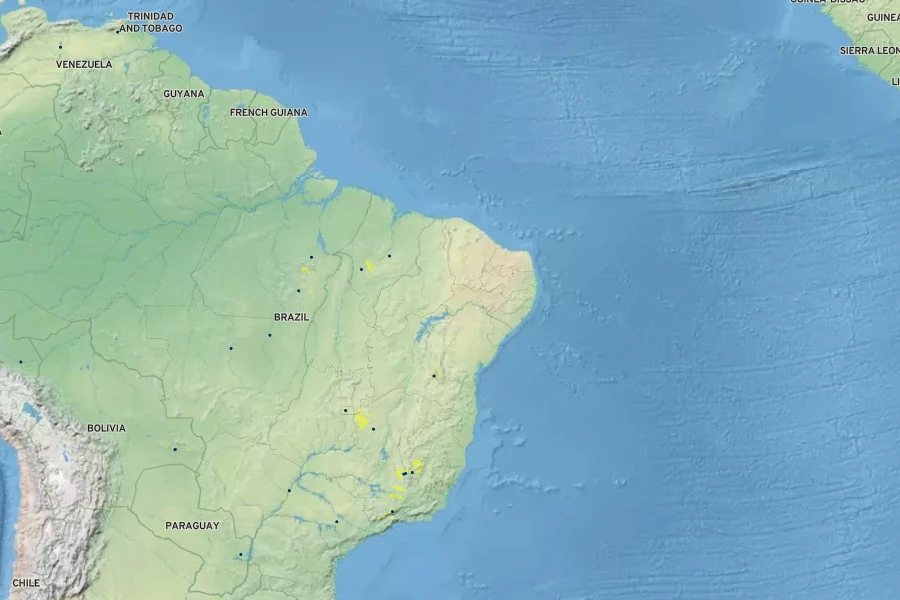 Tabebuia ochracea Native Range