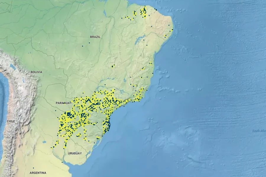 Tabernaemontana catharinensis Native Range