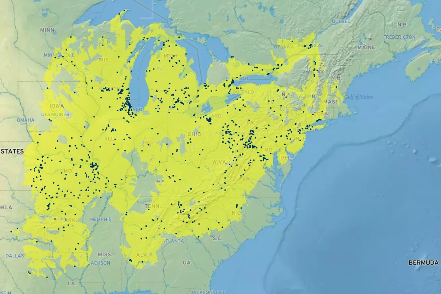 Taenidia integerrima Native Range