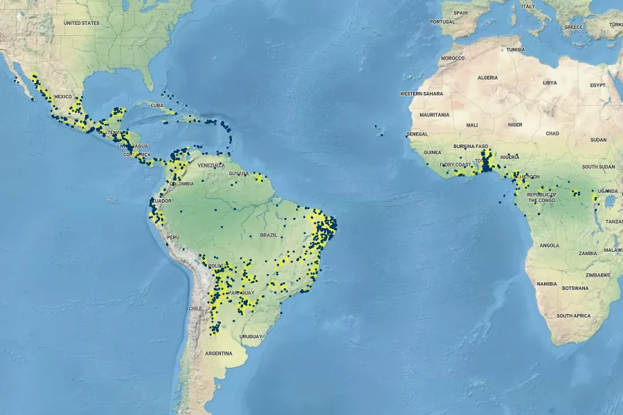 Talinum fruticosum Native Range