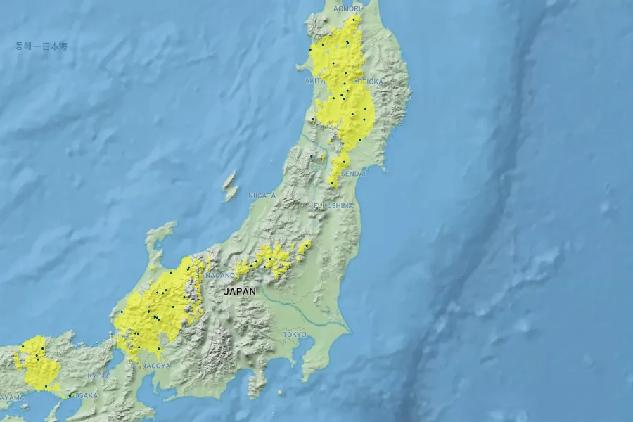 Taxus cuspidata var. nana Native Range