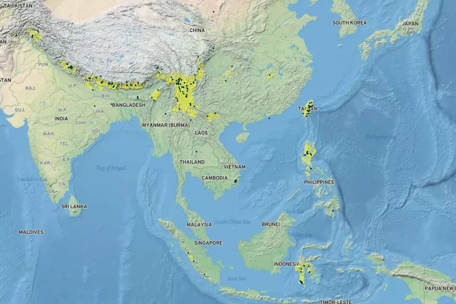 Taxus wallichiana Native Range