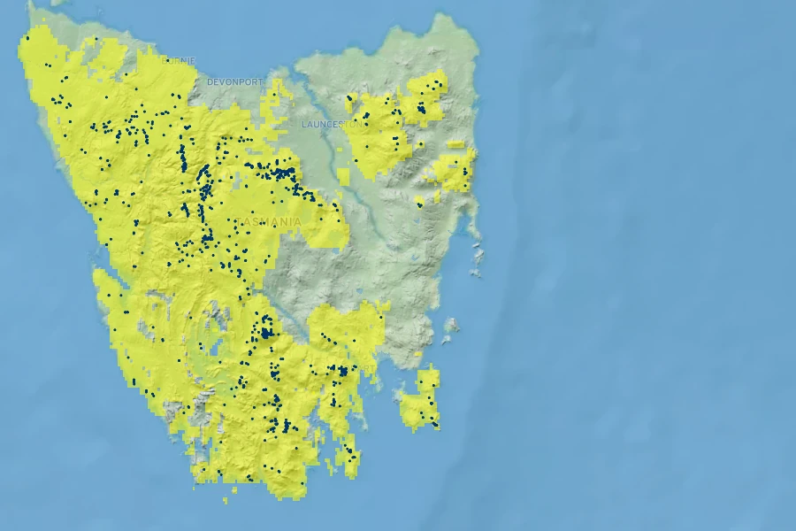 Telopea truncata Native Range