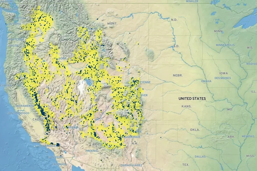 Tetradymia canescens Native Range