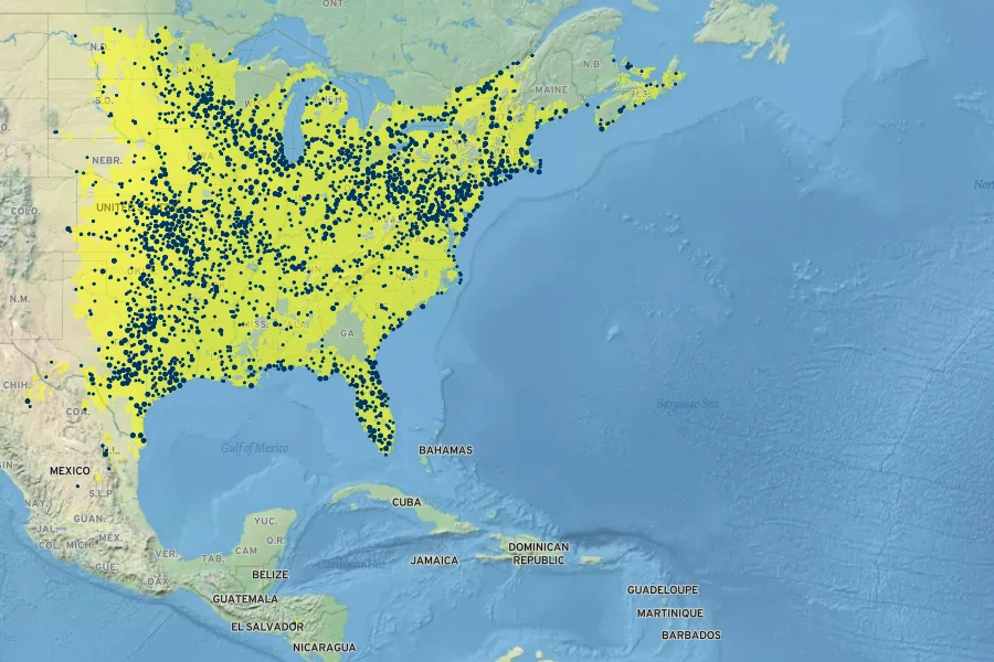 Teucrium canadense Native Range