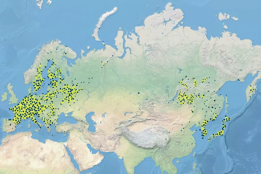 Thalictrum aquilegifolium Native Range
