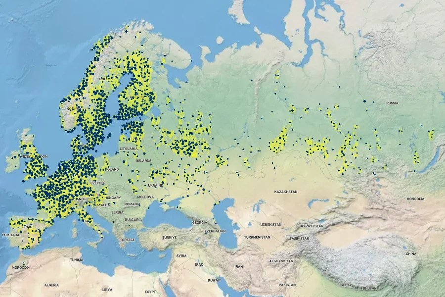 Thalictrum flavum Native Range