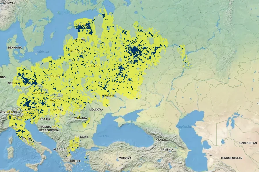 Thalictrum lucidum Native Range