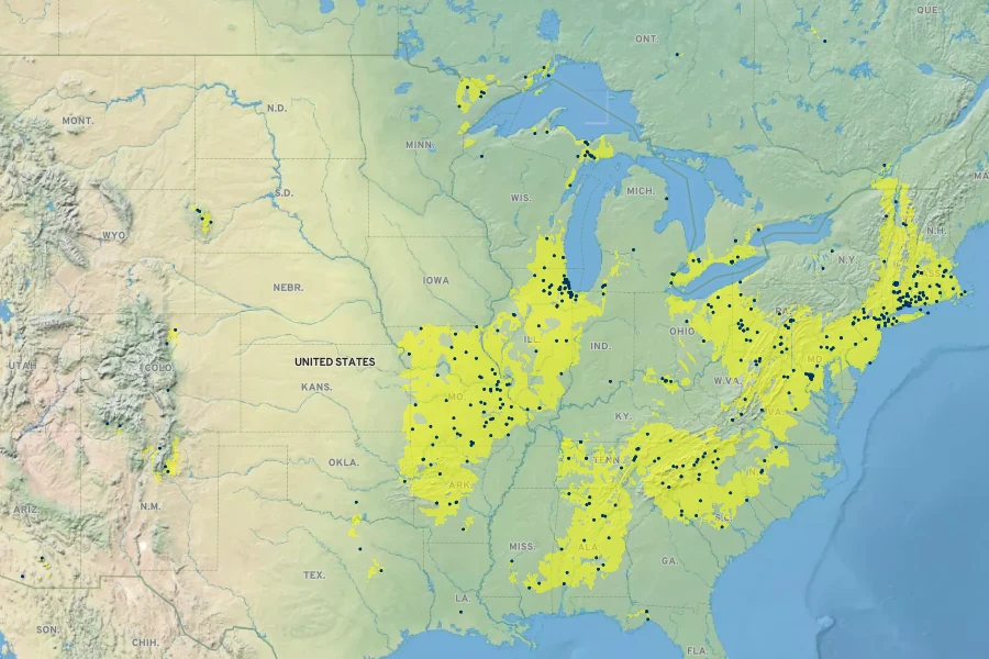 Thalictrum revolutum Native Range
